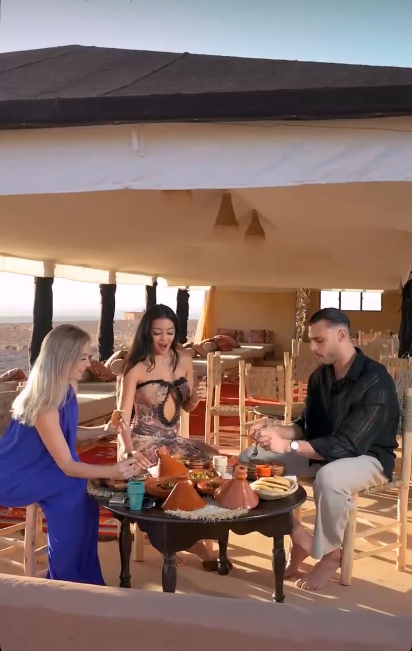 Moroccan lunch served in an Agafay desert camp